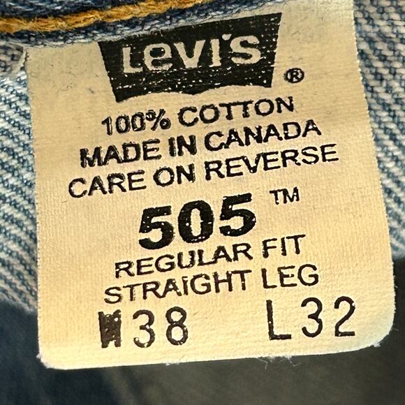 Vintage Levis 505 Jeans Mens 38x32 Dark Wash Regular Fit Straight Leg Workwear - Picture 8 of 10